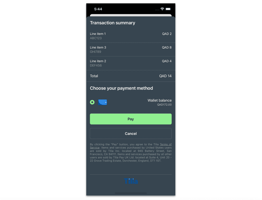 Tilia Hosted Checkout